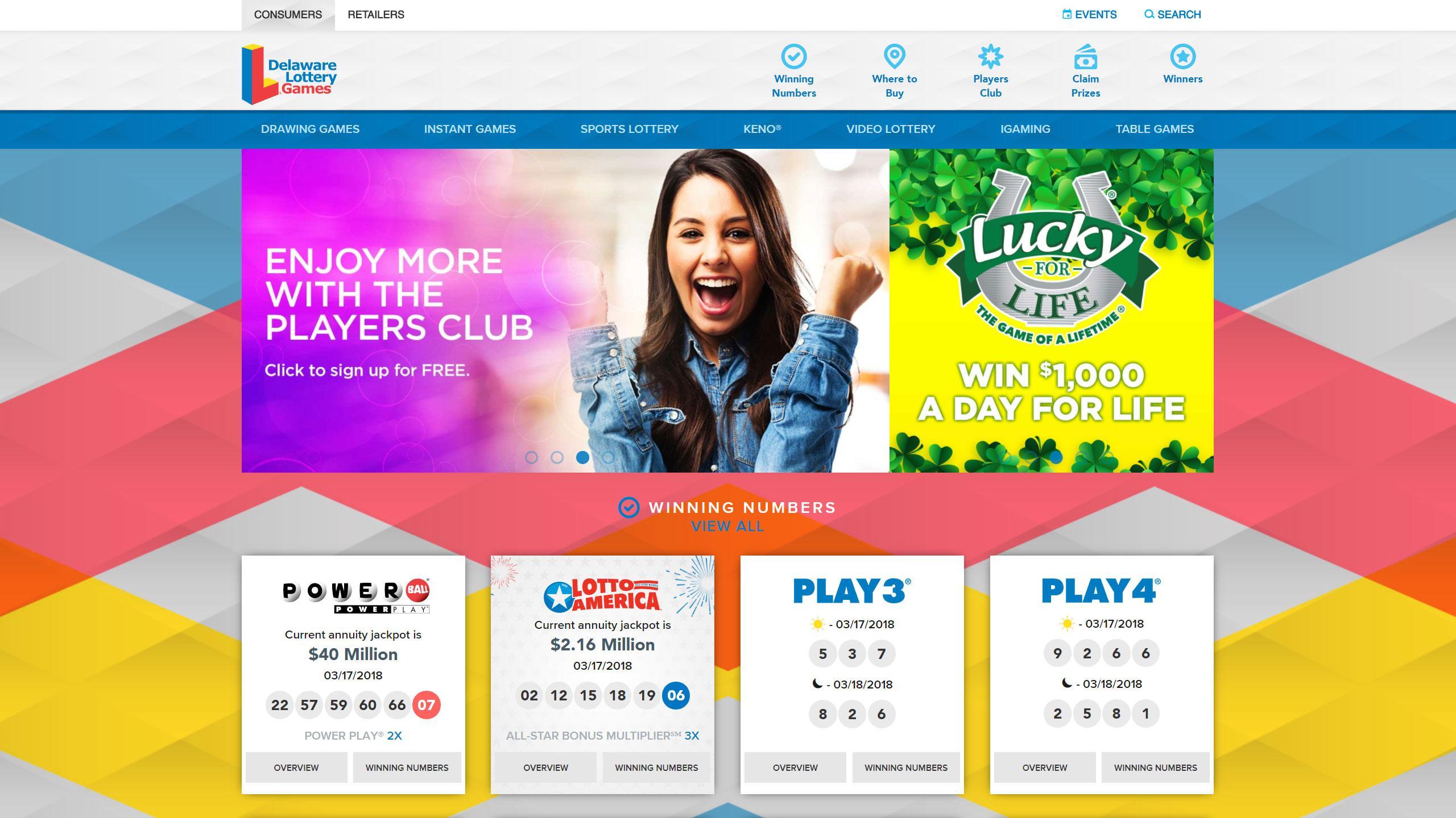 Delaware Lottery website