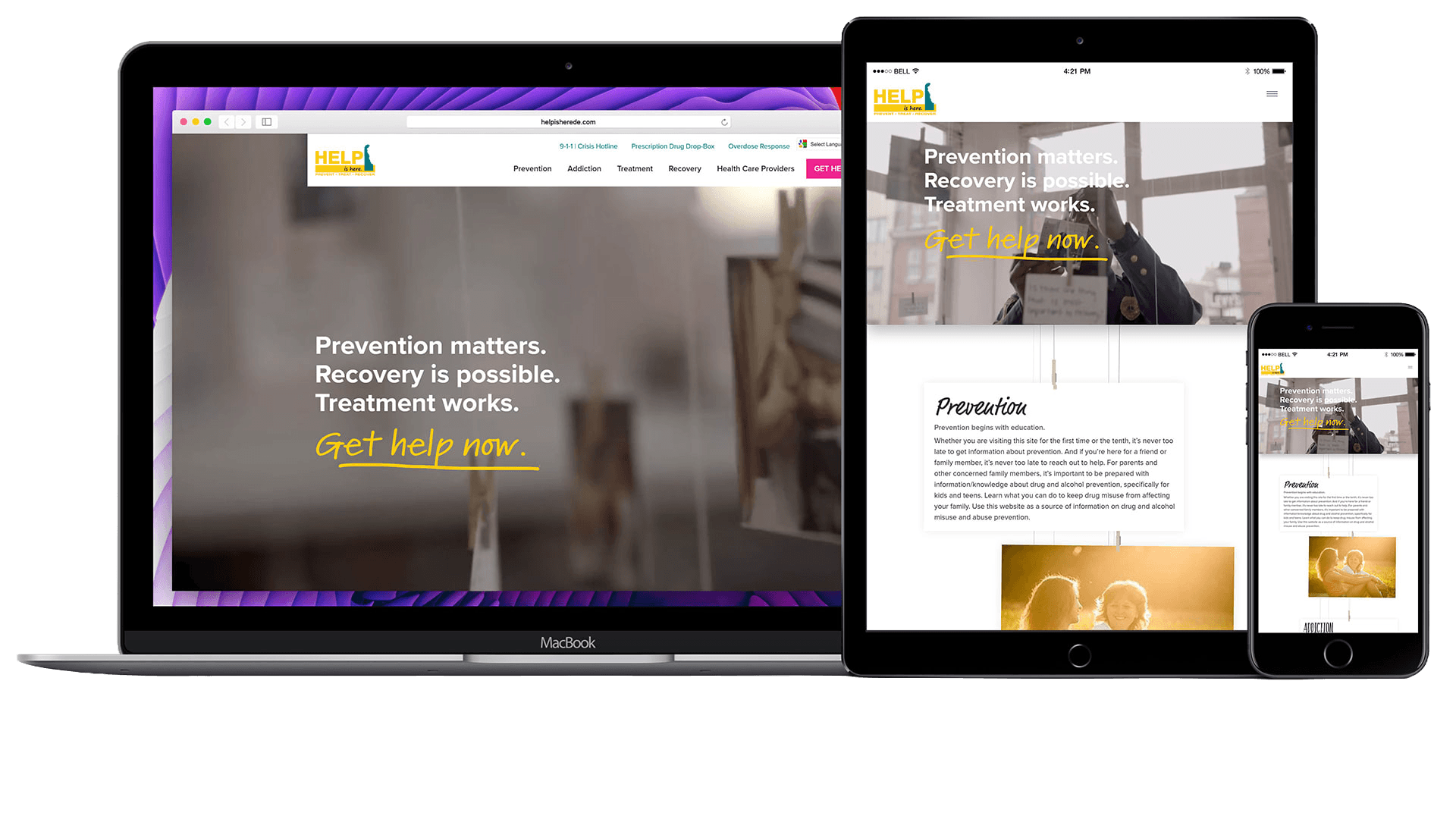 Help Is Here website on various devices